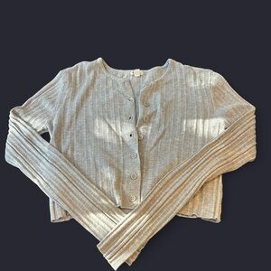 Garage Gray Ribbed Cardigan